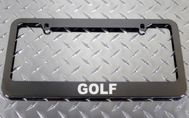 1 brand new volkswagen golf gunmetal license plate frame +screw caps