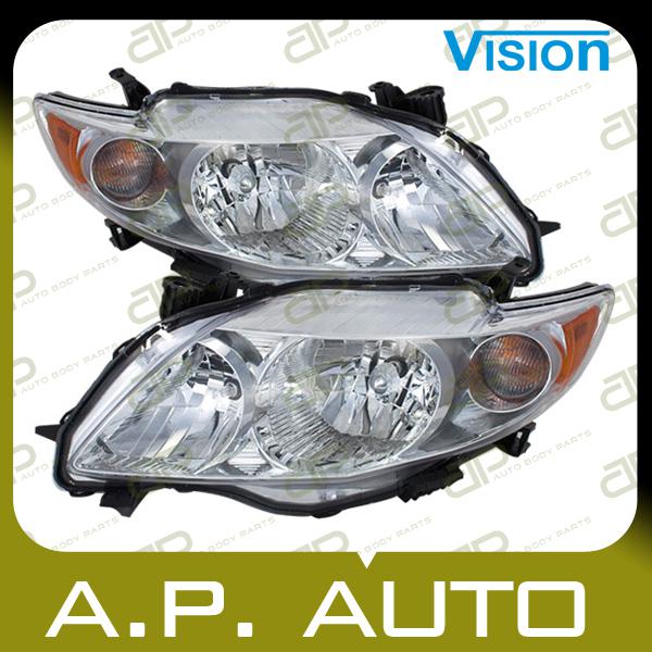 Pair head light lamp assembly 09-10 toyota corolla le l+r new replacement