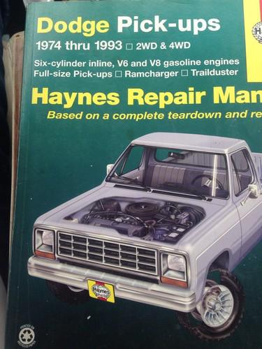 Haynes publications 30040 repair manual dodge pick-ups 1974-1993