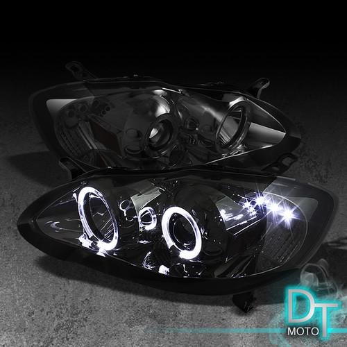 Smoked 03-08 toyota corolla dual halo projector headlights light lamp left+right