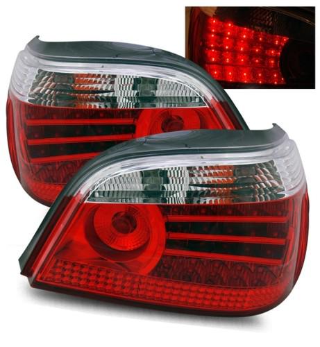 04-07 bmw e60 525/530/545/550/m5 euro red clear smd led tail lights brake lamps