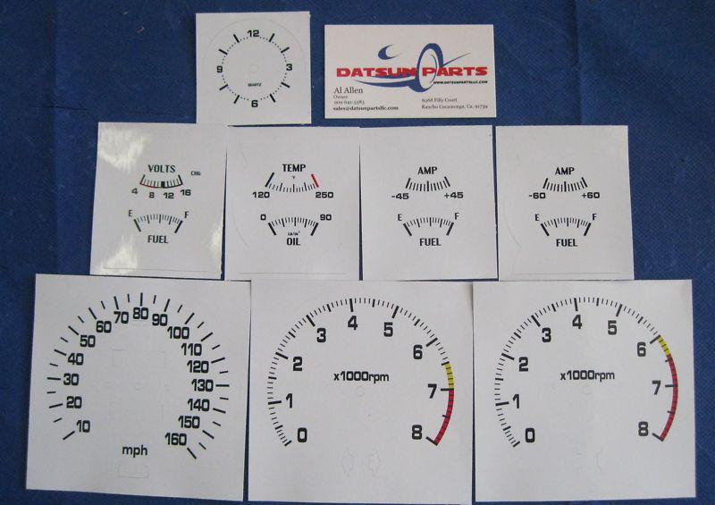 Datsun z 69-78 240z 280z new white face gauge overlay complete conversion kit 