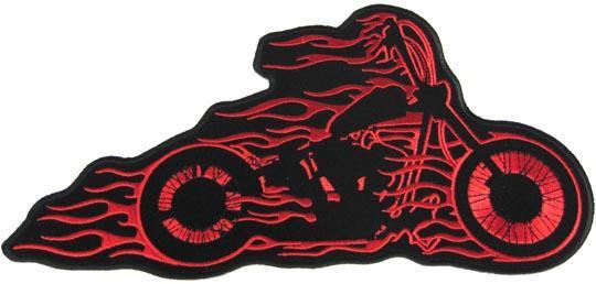 Flaming bobber motorcycle biker vest patch old school