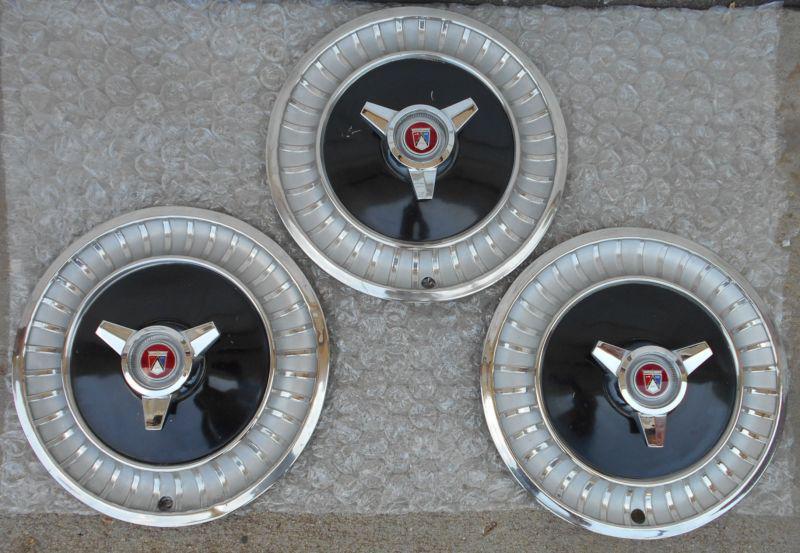 1963 63 ford fairlane 14" hubcap hub cap w/ spinner oem wheel covers ~ lot (3)