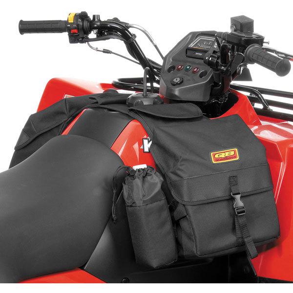 Black quadboss zipperless tank saddlebag