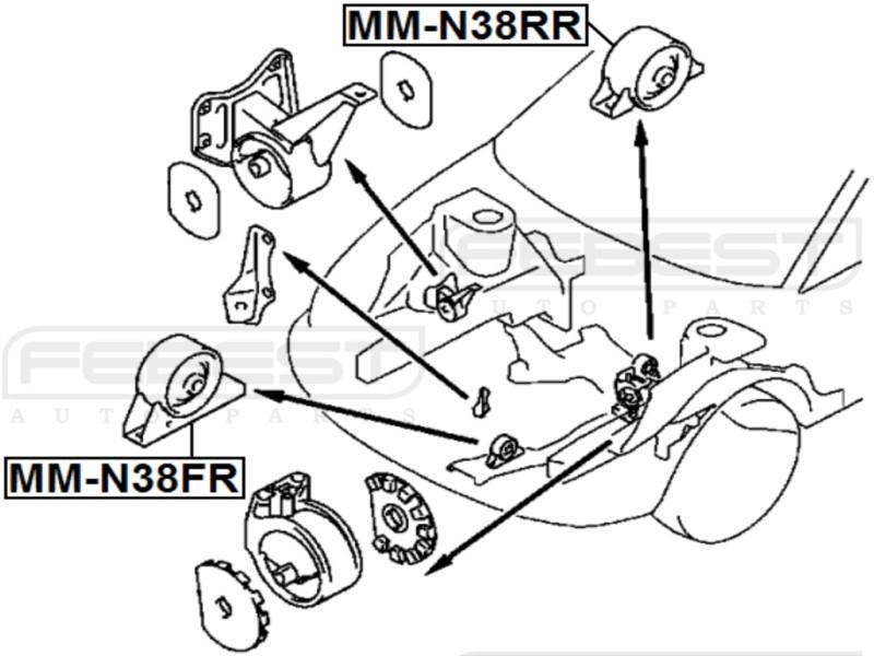 Rear engine mount mitsubishi chariot/space wagon grandis 1992-2000 oem mb691490