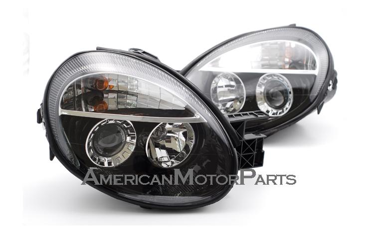 Depo pair euro style black projector halogen headlights 03-05 04 dodge neon