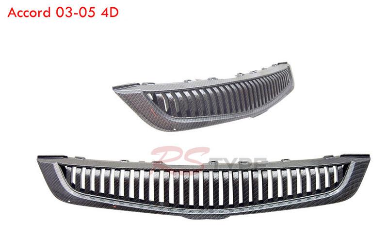 03 04 05 japan built honda accord carbon fiber vertical style front grille 4d