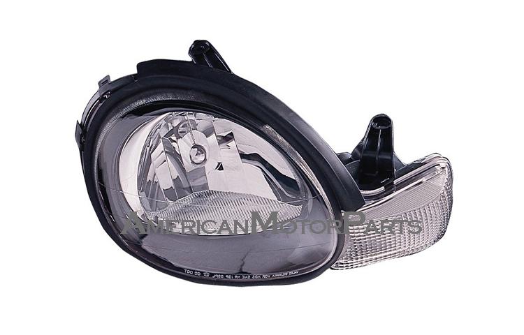 Passenger replacement headlight w/ black bezel w/ rubber dodge neon plymouth