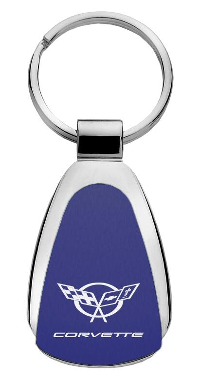 Chevrolet chevy corvette c5 blue blue tear drop key chain ring tag logo lanyard