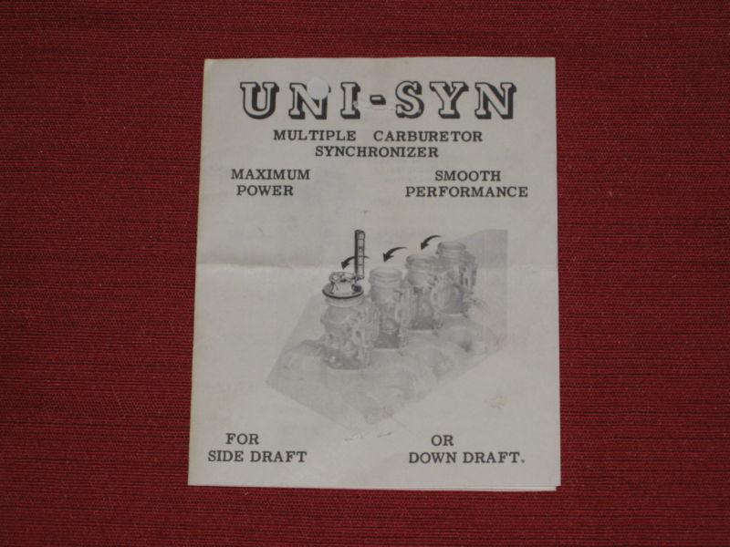 Vintage edelbrock uni-syn model a carb synchronizer/balance gauge user guide