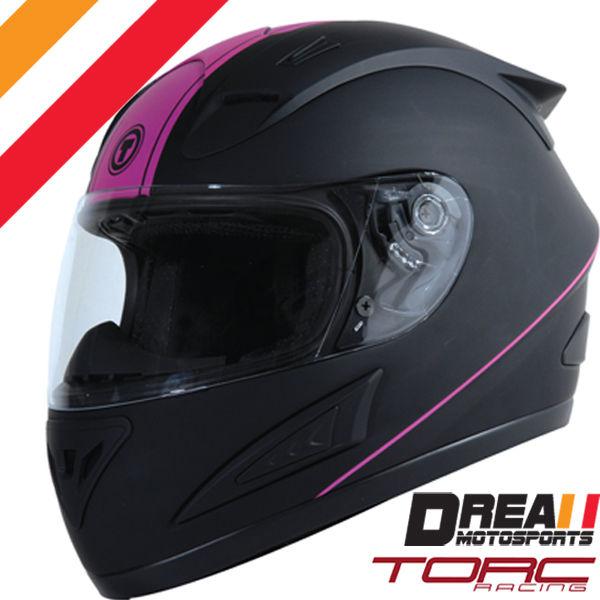 Torc t10 prodigy matte flat black pink full face motorcycle helmet dot xs - xl