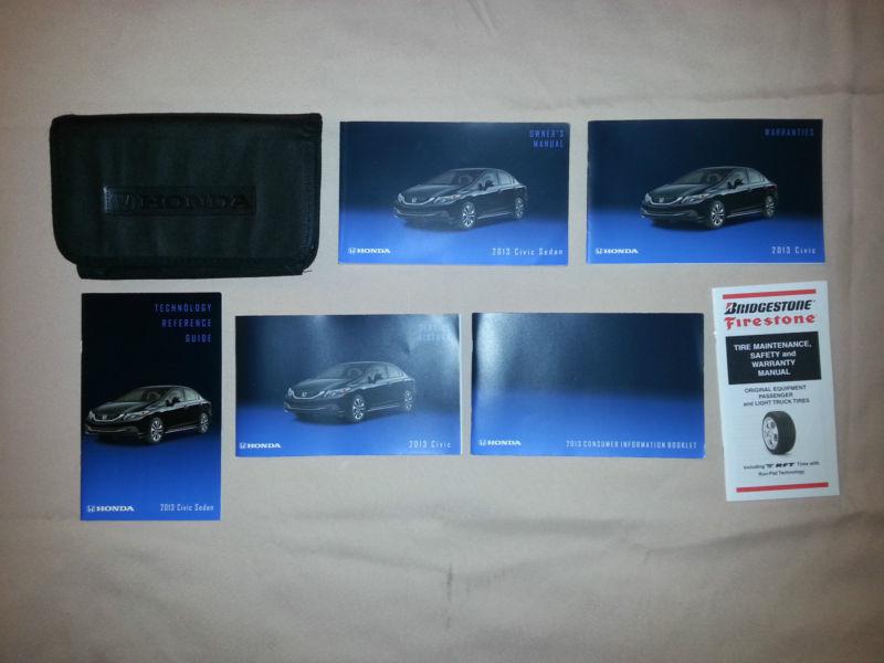 Oem 2013 honda civic sedan owner's manual set & case owners guide users book 13