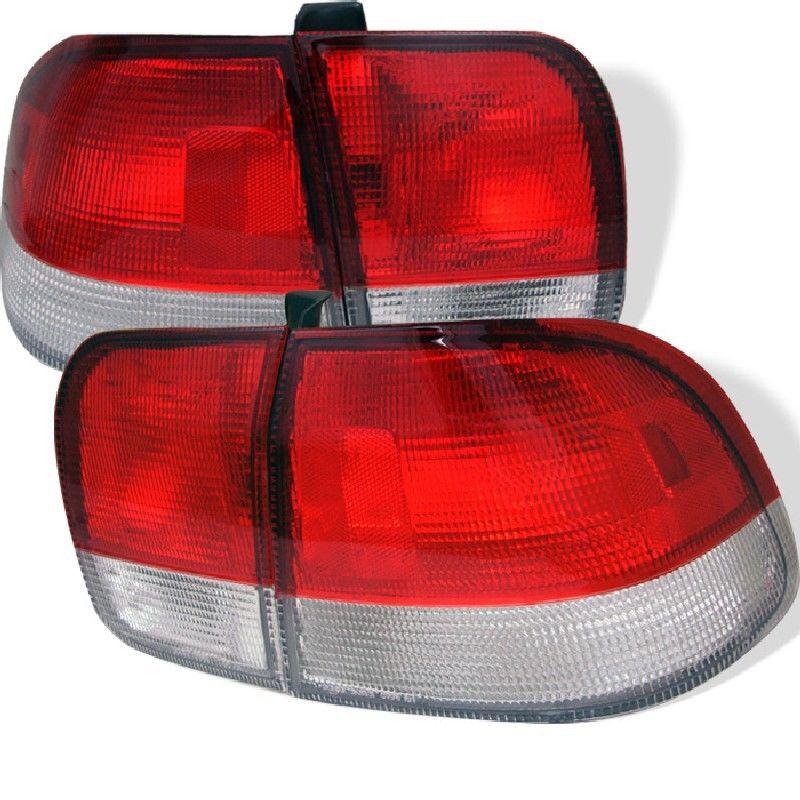 Tln autoparts honda civic 1996 97 98 4dr tail lights - red clear