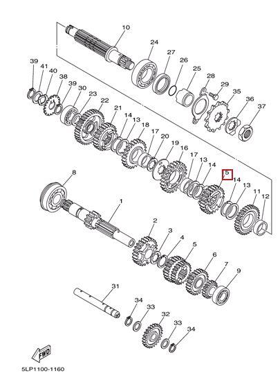 Yamaha oem 4th wheel gear (22t) 01 raptor 660 5lp-17241-00-00