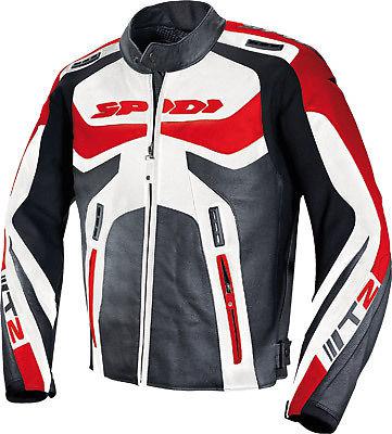 Spidi t-2 leather jacket black/red e54/us44 p103-021-54