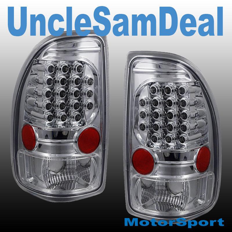 Dodge dakota clear lens chrome housing red led tail lights direct fit pair