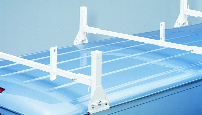 All aluminum 3 support ladder rack - white - for 1996 1/2 & newer chevy/gmc van