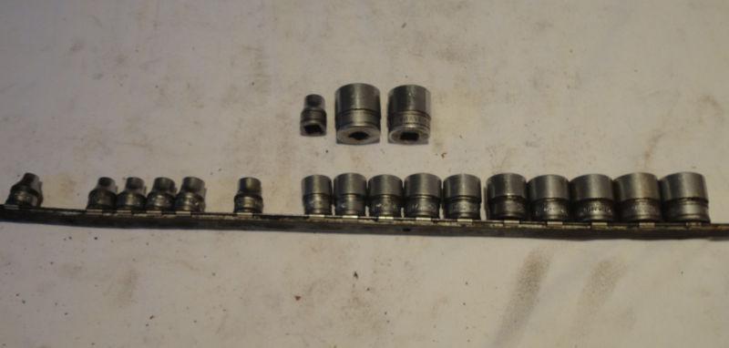 Snap-on vintage tool lot of 20 piece 3/8 drive metric socket set w/ standards