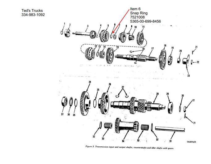 M35, 1 3/8 snap ring (4th speed gear),retaining ring 7521008,  5365-00-699-8456