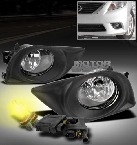 2012+ nissan versa sedan 4dr bumper driving jdm chrome fog lights+3000k hid kit