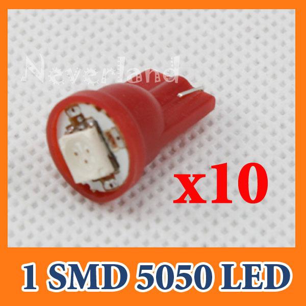 10x t10 168 194 w5w 1 led 5050 smd wedge side turn signal light lamp bulb red 