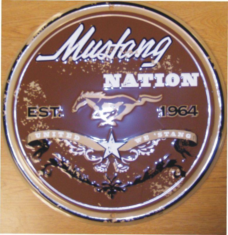 Ford mustang nation round sign tag fast race shop car parking truck cave new