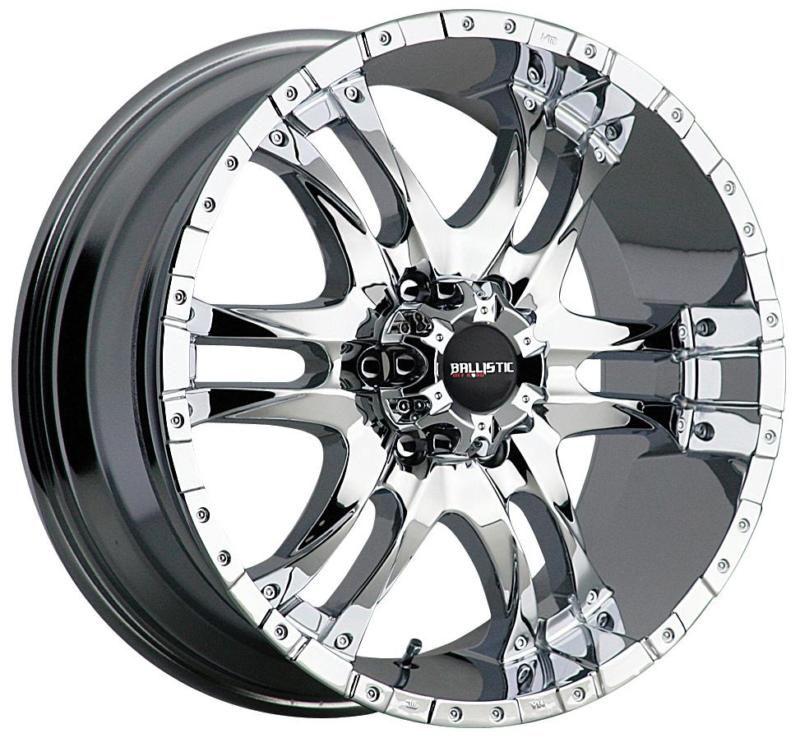 20" x 9" ballistic off-road wizard chrome avalanche tahoe yukon gmc wheels rims