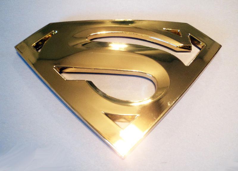 Superman gold 3d fender emblem man of steel dc auto truck stick on adhesive