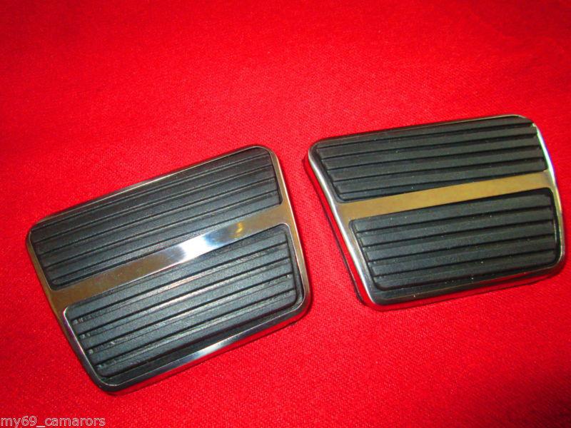 1964-81 manual clutch & brake pedal pads w/ chrome trims camaro gto nova others