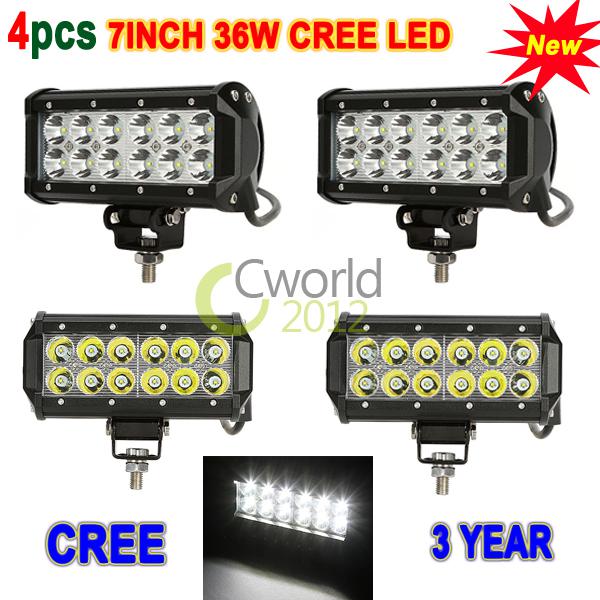 7inch 36w cree led work light bar new 2520lm spot beam 4x4 offroad lamp spot