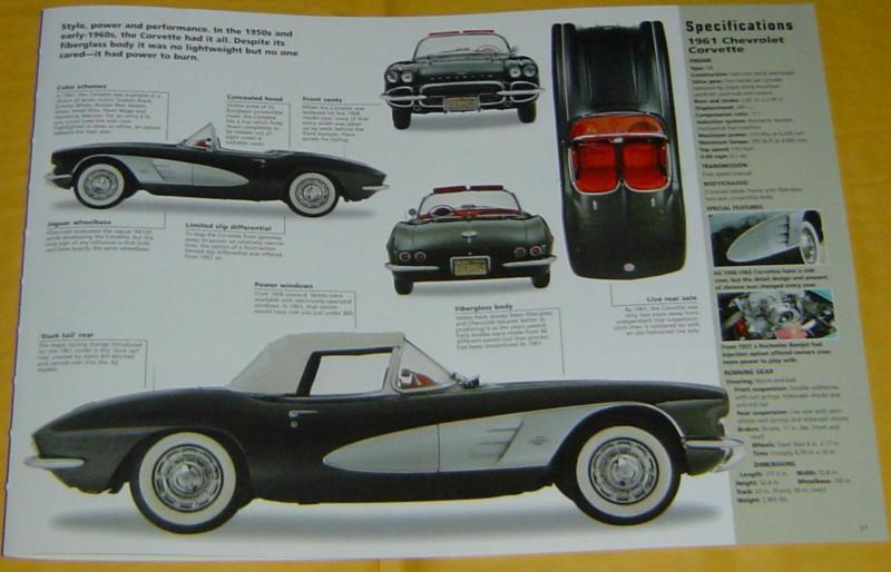 1961 chevrolet corvette convertible 283 315 hp ramjet mfi info/spec/photo 11x8