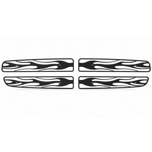 Dodge durango 97-03 black horizontal flame front metal grille trim cover insert