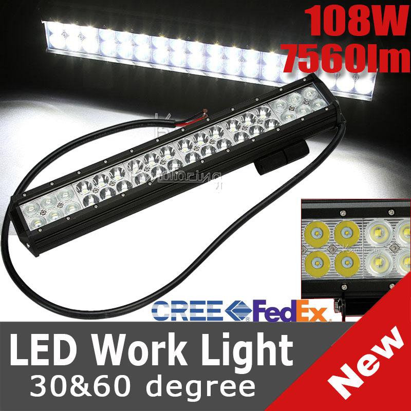 17inch 108w cree led spot flood combo work light driving offroad utb pickup 4wd 