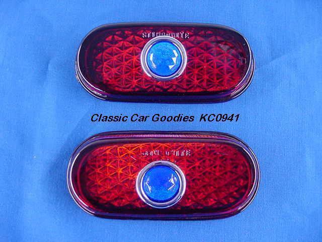 1940 chevy glass tail light lenses (2) glass blue dots