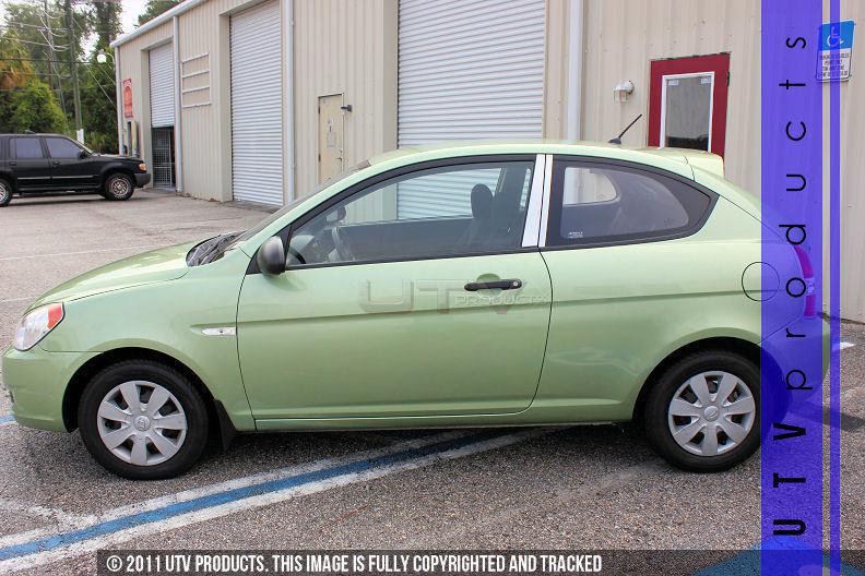 Fits: 2007-2011 hyundai accent 3dr stainless steel beveled chrome pillars posts 