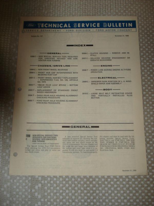 1969 ford technical service bulletin november 69 shop book repair manual 