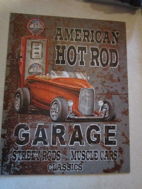 Vintage retro metal tin sign "american hot rod" #1539