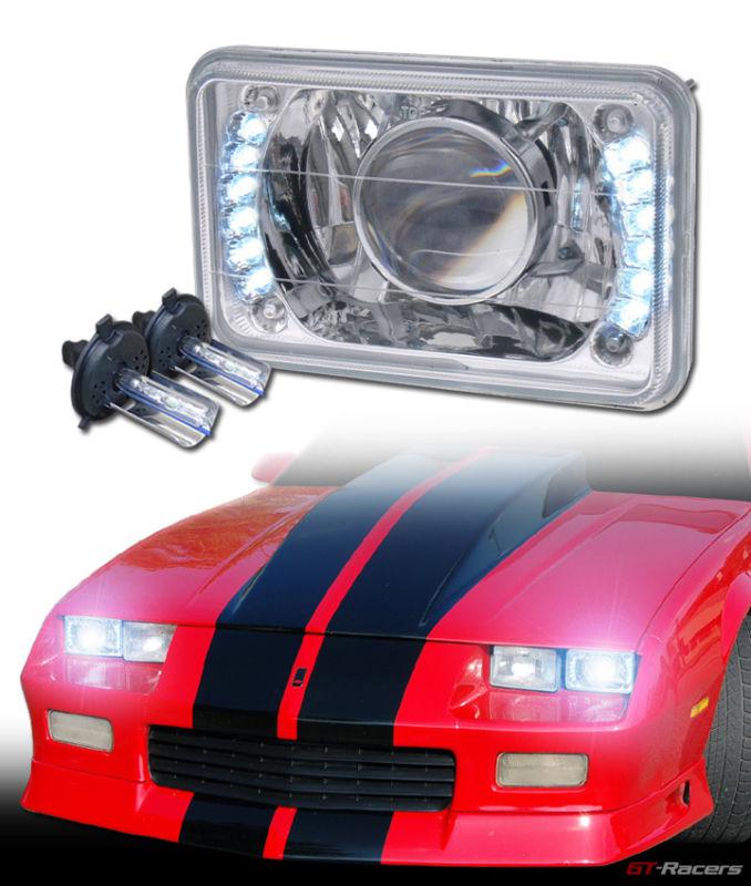 8000k hid xenon 4x6 chrome square led projector head lights h4 dy h4656 h4666 gb