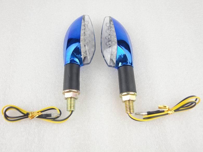 Blue 1 pair motorcycle led turn signal indicator light lamp 10mm thread bolt 