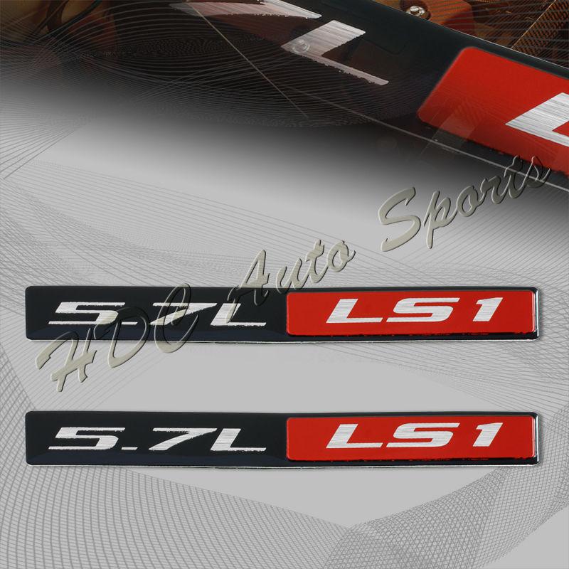 2x universal red / black 5.7l ls1 aluminum adhesive sticker decal emblem badge