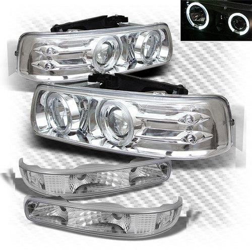 Chevy silverado tahoe suburban halo led projector headlights bumper head lights