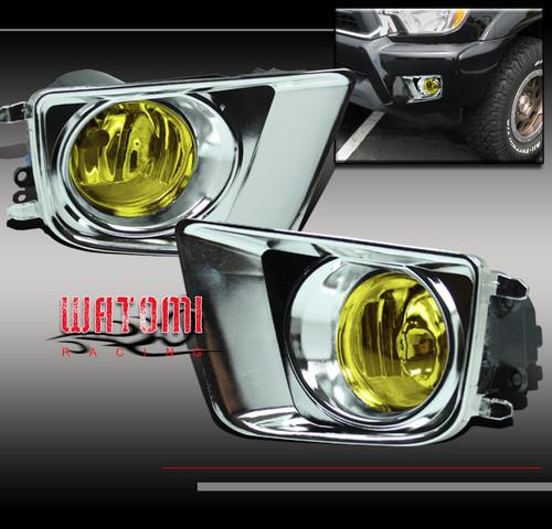 12-13 toyota tacoma truck bumper yellow fog light lamp w/chrome cover left+right