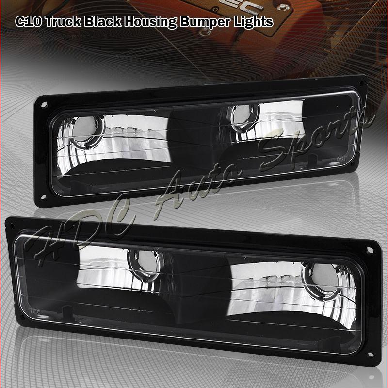 1988-1999 gmc/chevy c10 black housing chrome reflector bumper/parking lights