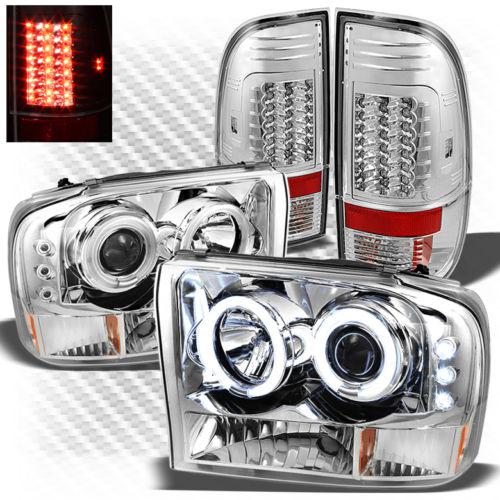 99-04 f2/350 1pc ccfl projector headlights + philips-led perform tail lights set