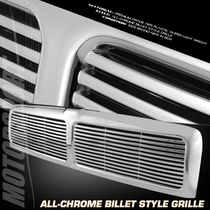 1994-2001 dodge ram 1500 2500 3500 chrome billet style front grille abs plastic 