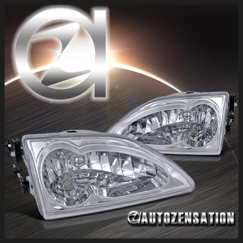 94-98 ford mustang euro crystal chrome/ clear head lights lamps