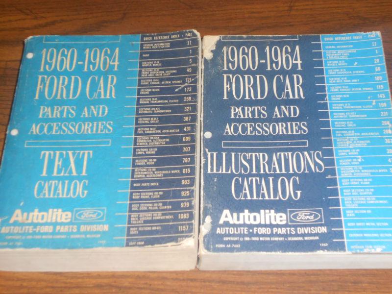 1960-1964 ford car parts catalog book set original text & illustrations books