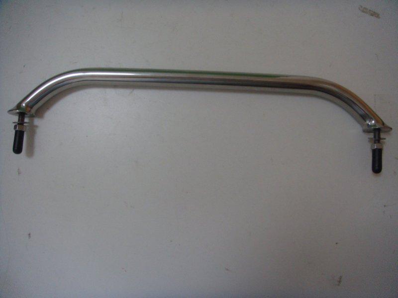 Polished stainless oval boat grab handle hand rail with flange & stud - 16"