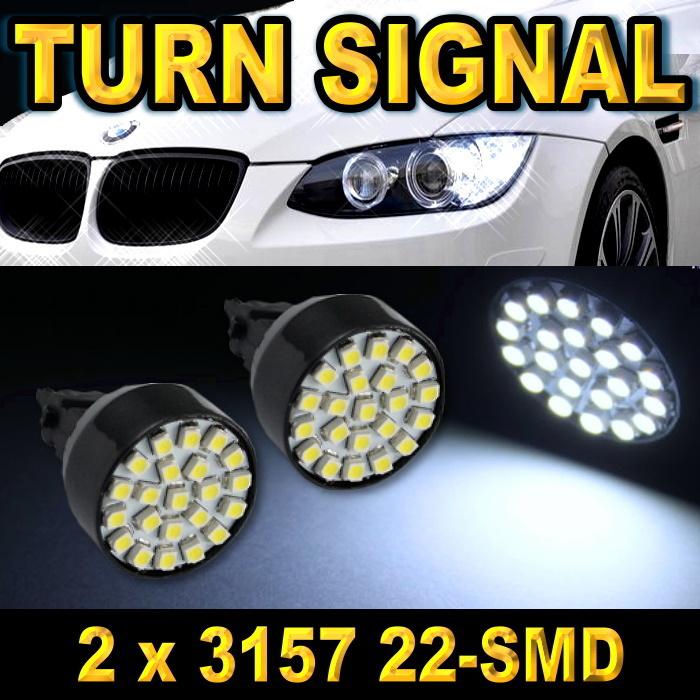 2x 3157 22-smd led front turn signal light bulbs 3057 3157 3357 3457 4157 white